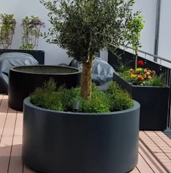 Store runde plantekrukker i polyester - 4 str - H.60cm