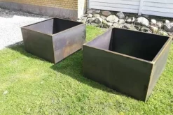 Store runde rustkrukker i corten stål - Ø.120 + Ø.150 + Ø.200 - MED BUND