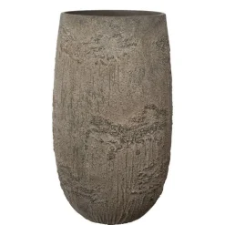Stor H.90xØ.50cm rustik krukke med møster - Sandgrå eller Brun