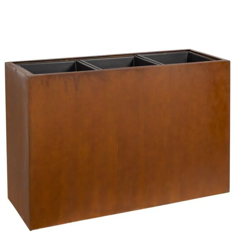 Stor plantekumme i rust med planteindsatse - L.114xH.82cm