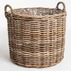 Stor rund Ø.65cm rattan potte med håndtag