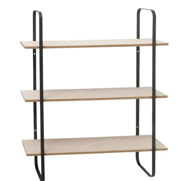 Trix væghylde med 3 hylder og jernstativ - H.60cm