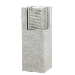 Vandskulptur i granitlook med lys - sort eller grå - 88cm